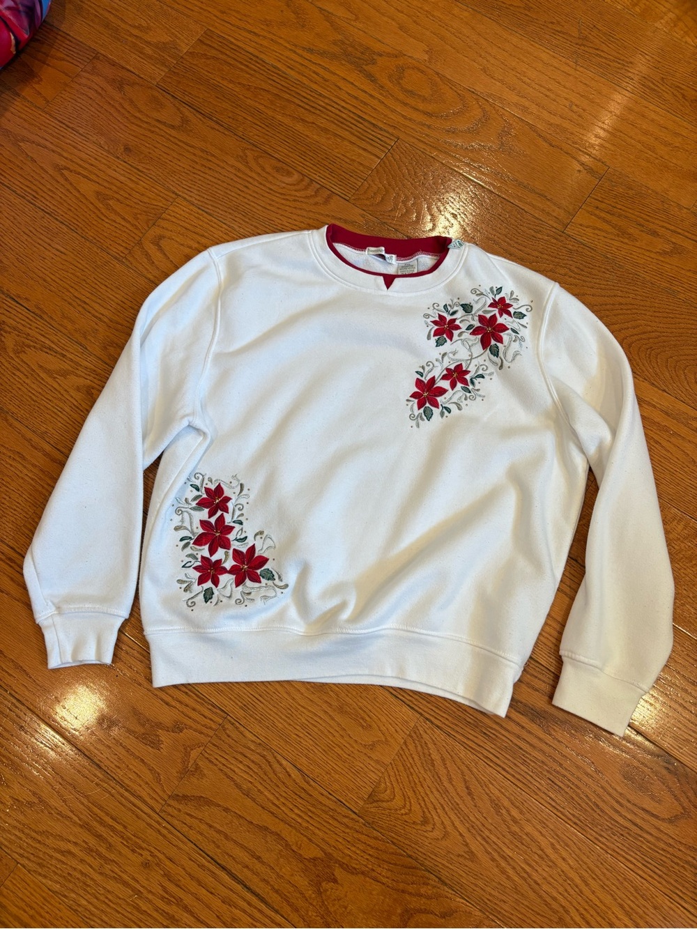 Hasting & Smith Petite Christmas Poinsettia Sweatshirt PXL Holiday Floral